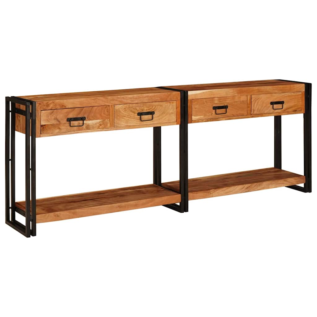 Tavoli consolle 2 pcs Marrone Legno di Acacia Massello