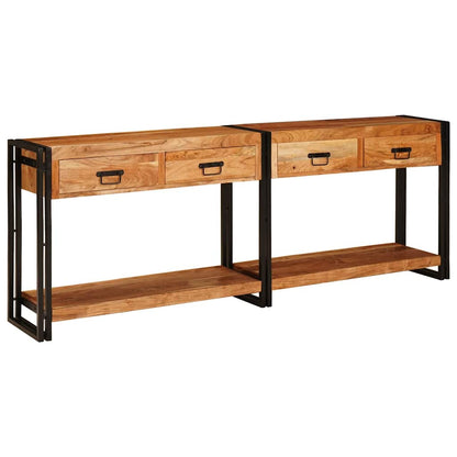 Tavoli consolle 2 pcs Marrone Legno di Acacia Massello