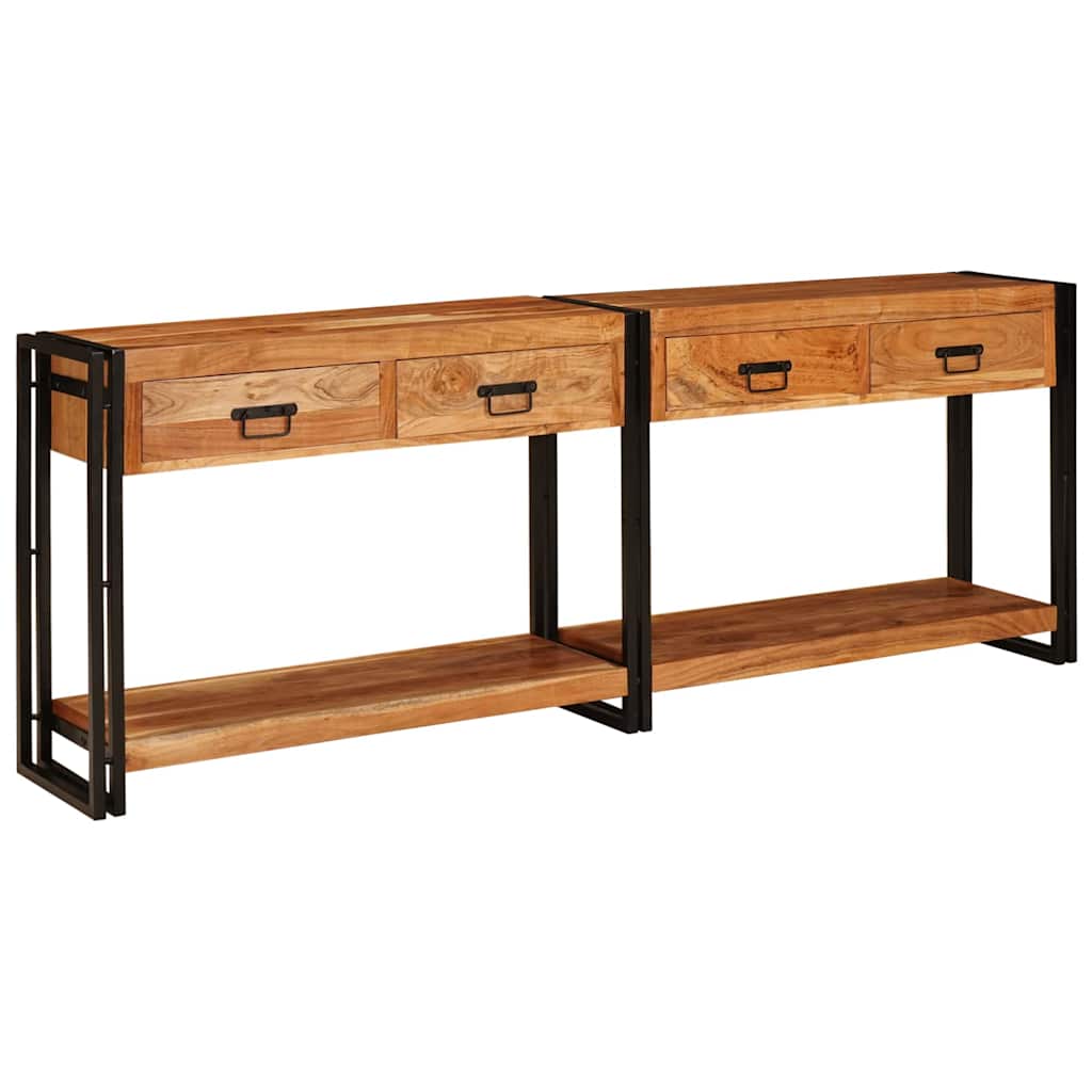 Tavoli consolle 2 pcs Marrone Legno di Acacia Massello