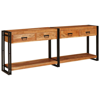 Tavoli consolle 2 pcs Marrone Legno di Acacia Massello