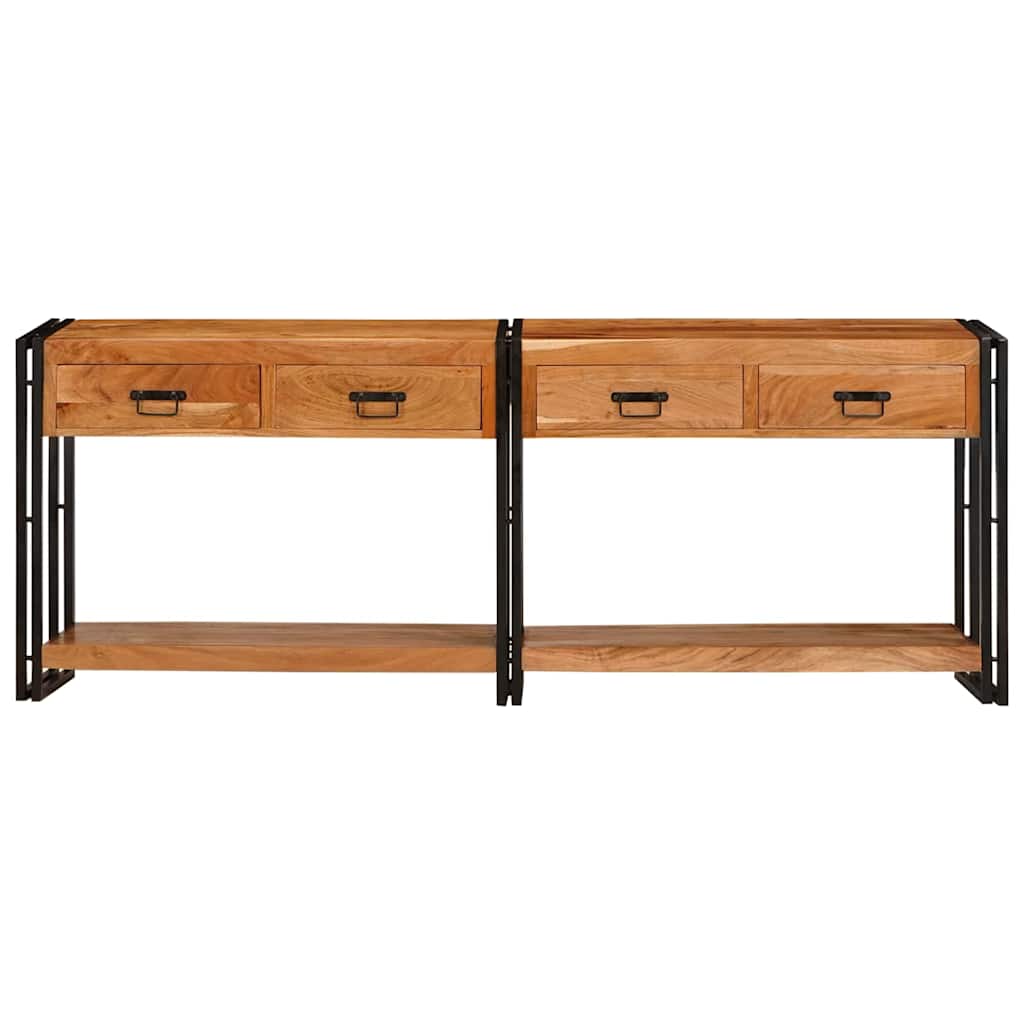 Tavoli consolle 2 pcs Marrone Legno di Acacia Massello