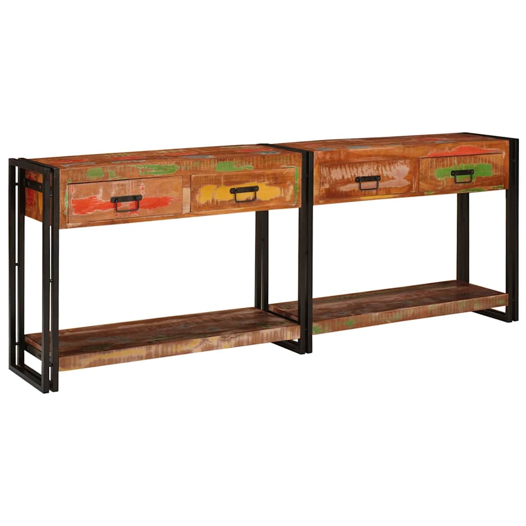 Tavoli consolle 2 pcs Multicolore Legno Recuperato Massello