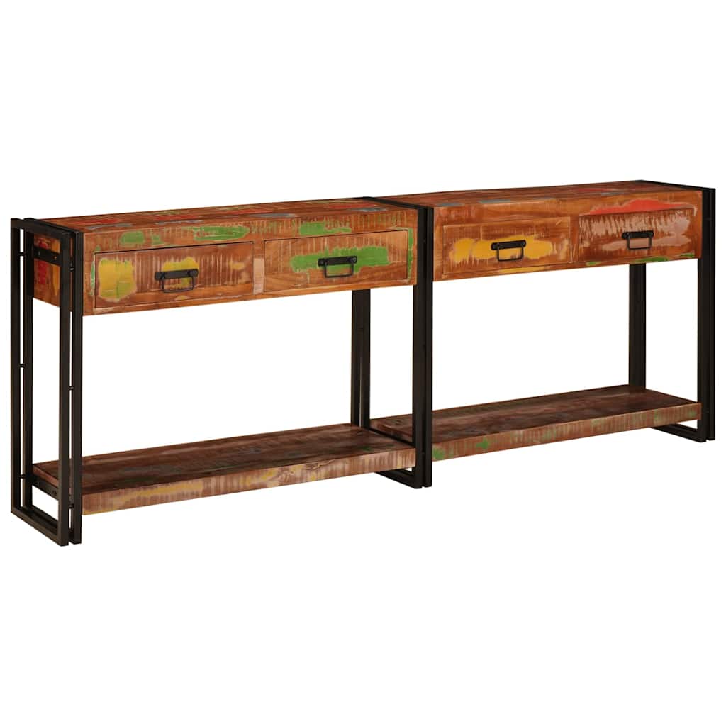 Tavoli consolle 2 pcs Multicolore Legno Recuperato Massello