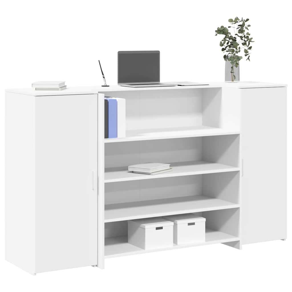 Scrivania per Reception Bianca 180x50x103,5 cm in Legno Massello