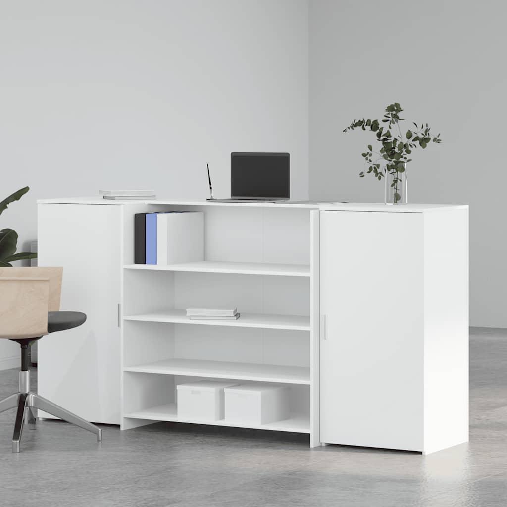 Scrivania per Reception Bianca 200x50x103,5 cm in Legno Massello