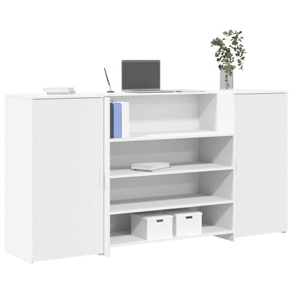 Scrivania per Reception Bianca 200x50x103,5 cm in Legno Massello