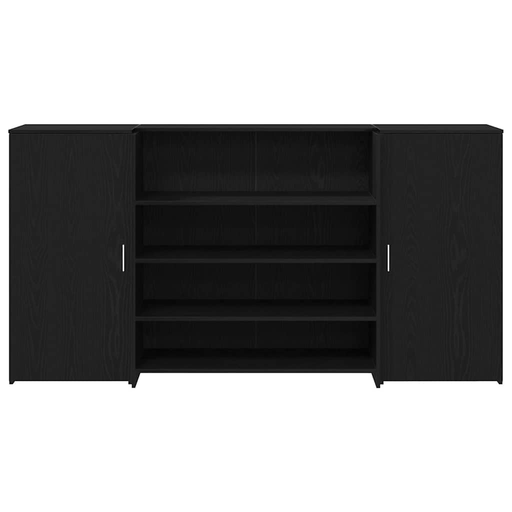 Scrivania per Reception Rovere Nero 200x50x103,5 cm in Legno Massello di Argilla