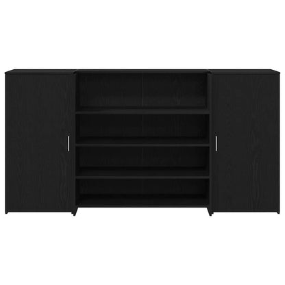 Scrivania per Reception Rovere Nero 200x50x103,5 cm in Legno Massello di Argilla
