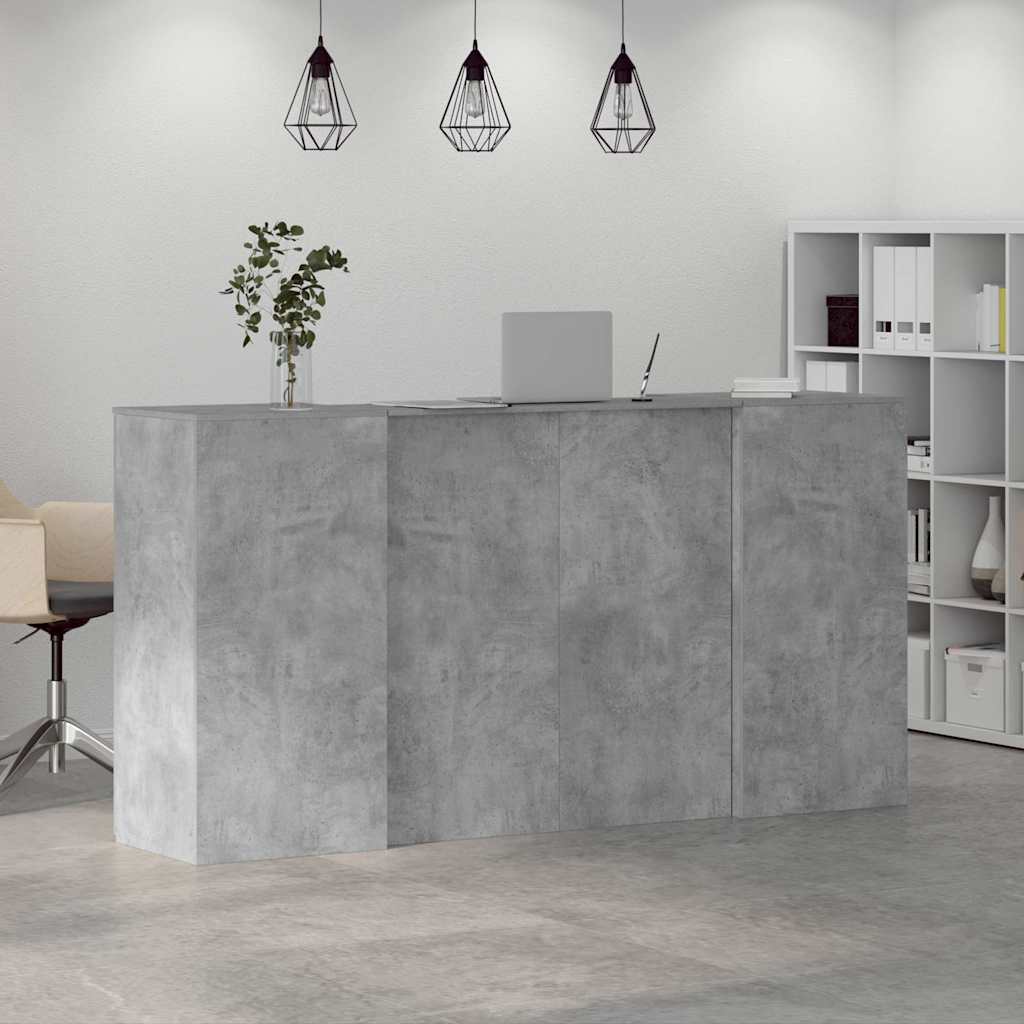 Banco Reception Grigio Cemento 200x50x103,5cm Legno Multistrato