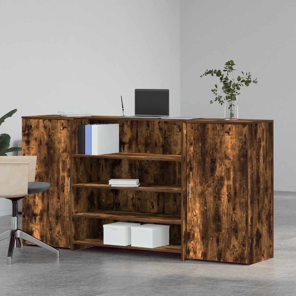 Banco Reception Rovere Fumo 200x50x103,5cm in Legno Multistrato