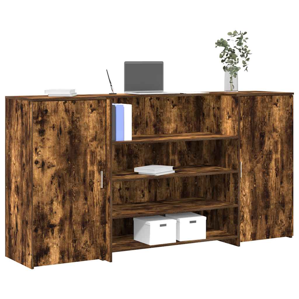 Banco Reception Rovere Fumo 200x50x103,5cm in Legno Multistrato