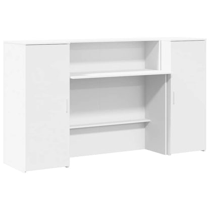 Scrivania per Reception Bianca 180x50x103,5 cm in Legno Massello