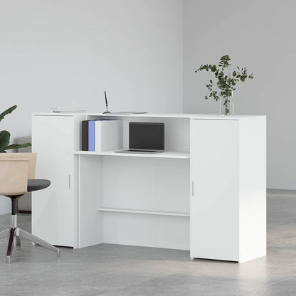 Scrivania per Reception Bianca 180x50x103,5 cm in Legno Massello