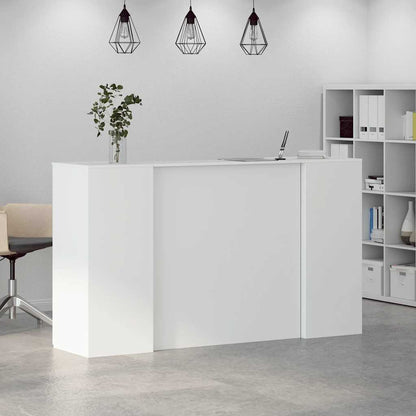 Scrivania per Reception Bianca 180x50x103,5 cm in Legno Massello