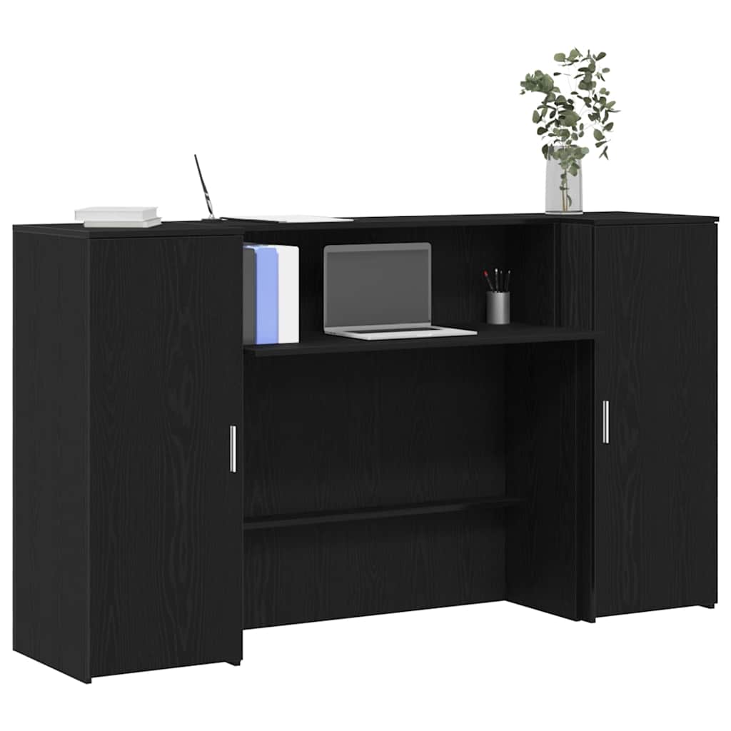 Scrivania per Reception Rovere Nero 180x50x103,5 cm in Legno di Argilla