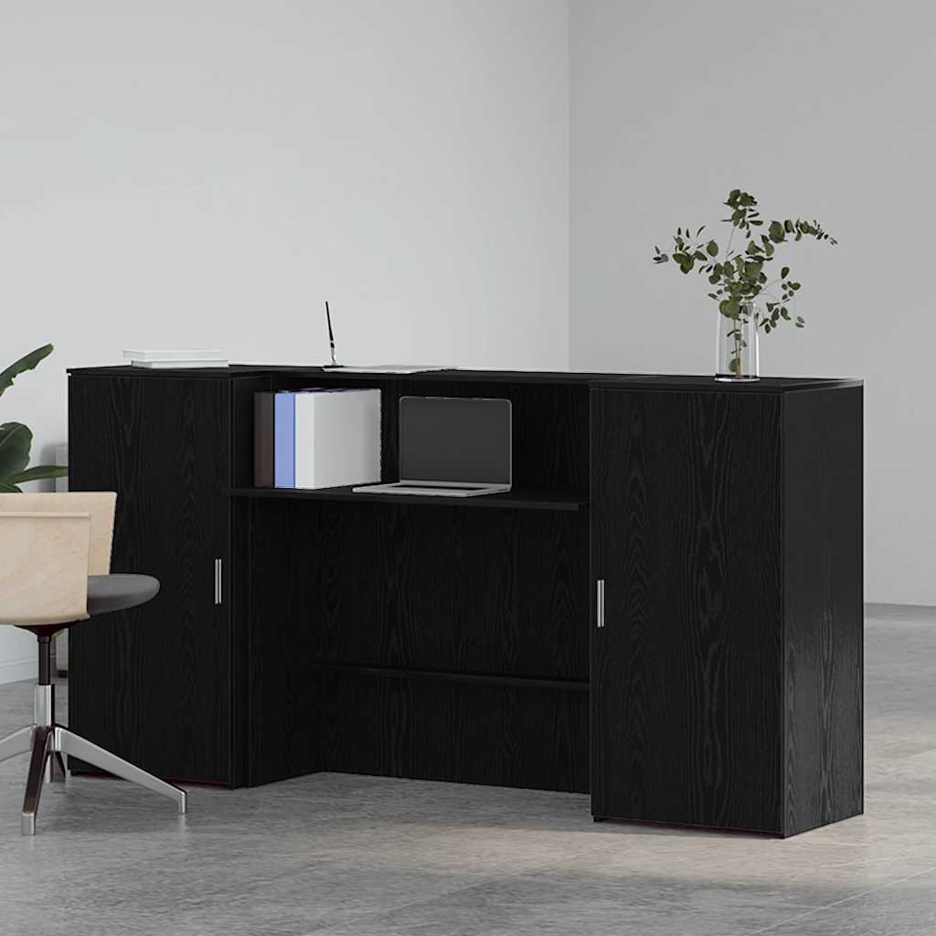 Banco Reception Rovere Nero 200x50x103,5 cm Legno Multistrato