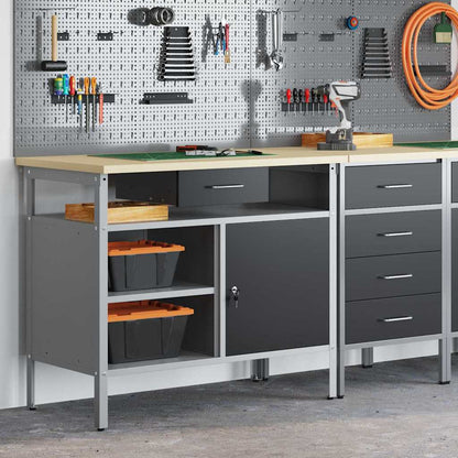 Banco da lavoro con cassetto Nero e Grigio 100 x 55 x 85 cm