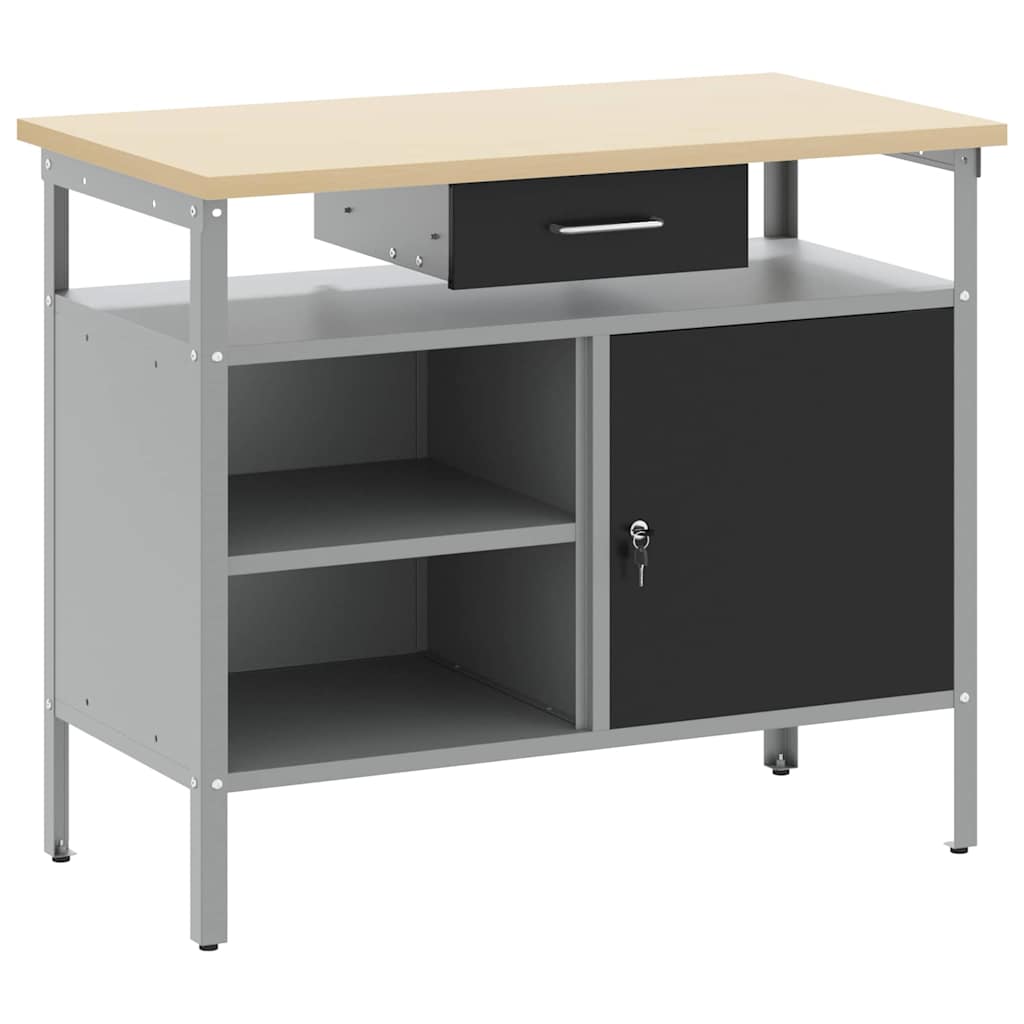 Banco da lavoro con cassetto Nero e Grigio 100 x 55 x 85 cm
