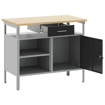 Banco da lavoro con cassetto Nero e Grigio 100 x 55 x 85 cm