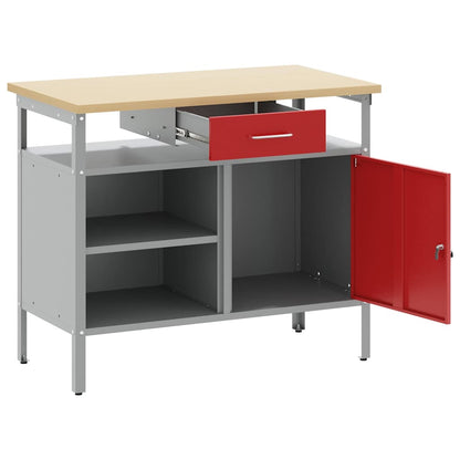 Banco da lavoro con cassetto Rosso e Grigio 100 x 55 x 85 cm