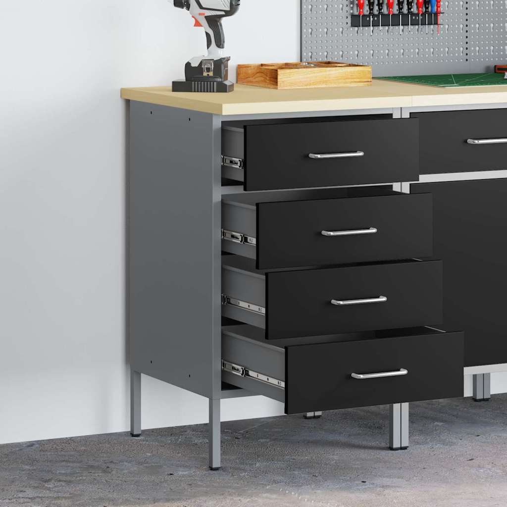 Banco da lavoro con cassetto Nero e Grigio 50 x 55 x 85 cm