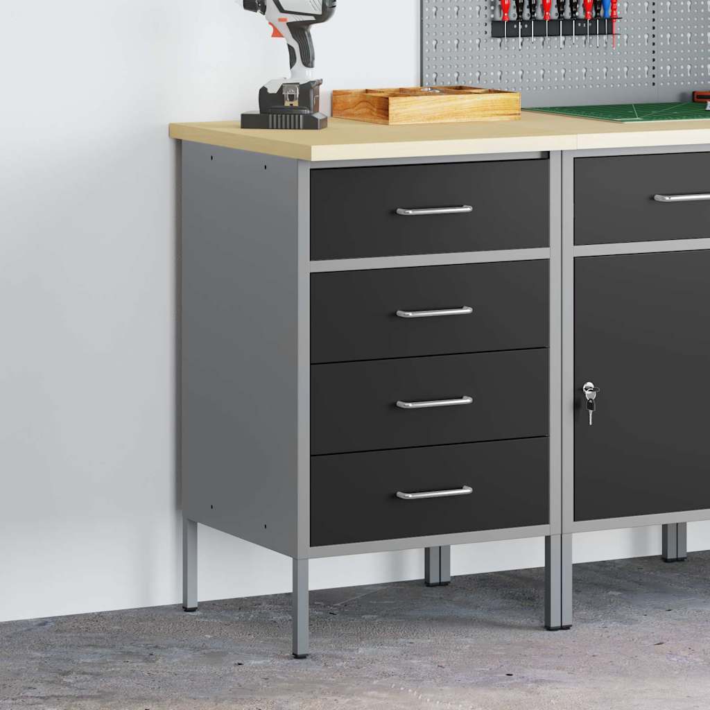 Banco da lavoro con cassetto Nero e Grigio 50 x 55 x 85 cm