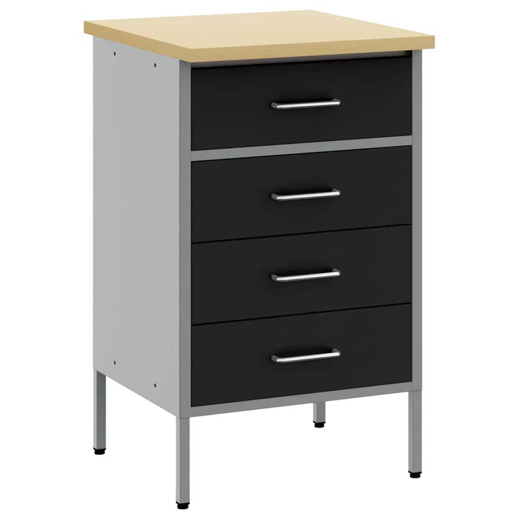 Banco da lavoro con cassetto Nero e Grigio 50 x 55 x 85 cm