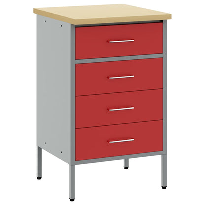 Banco da lavoro con cassetto Rosso e Grigio 50 x 55 x 85 cm