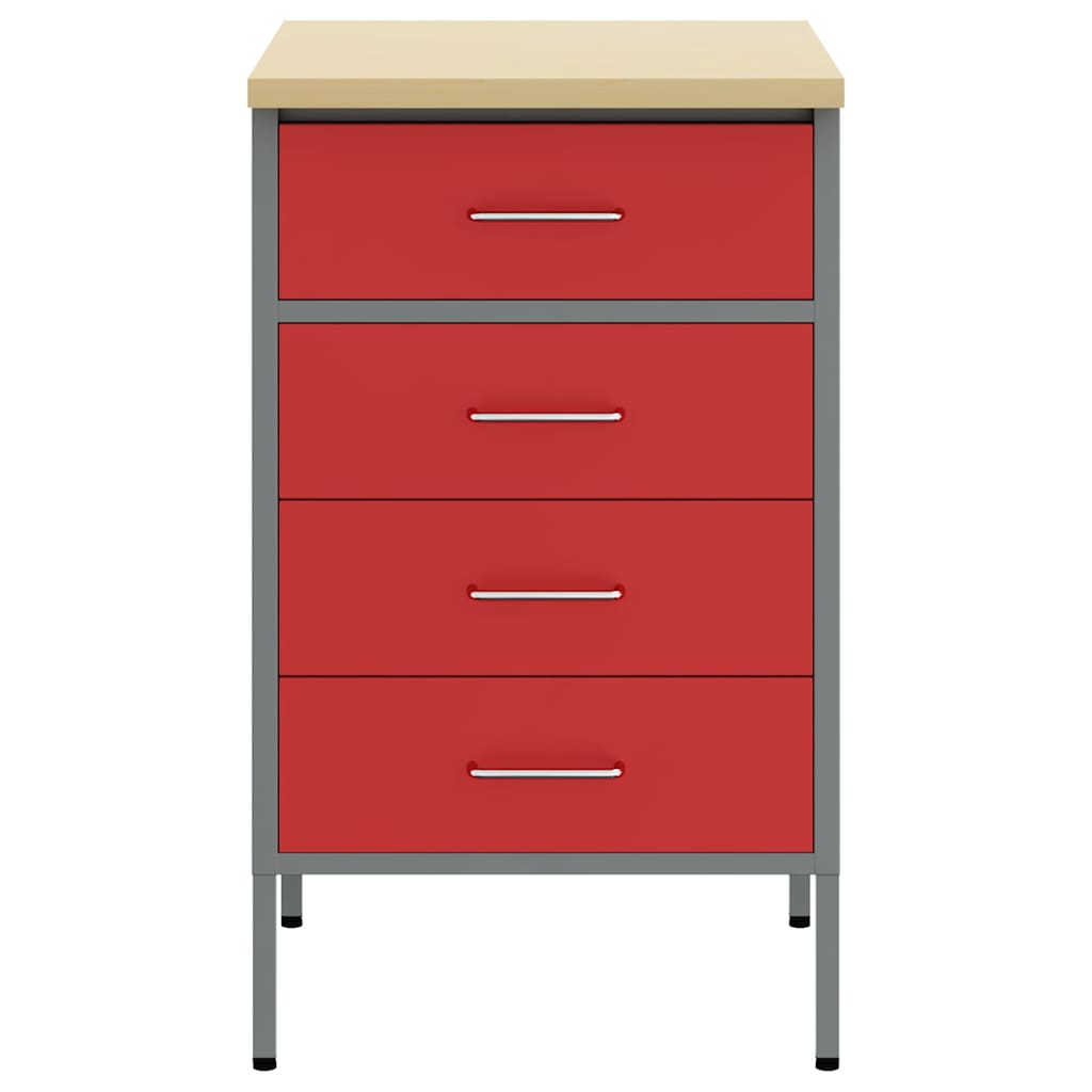 Banco da lavoro con cassetto Rosso e Grigio 50 x 55 x 85 cm