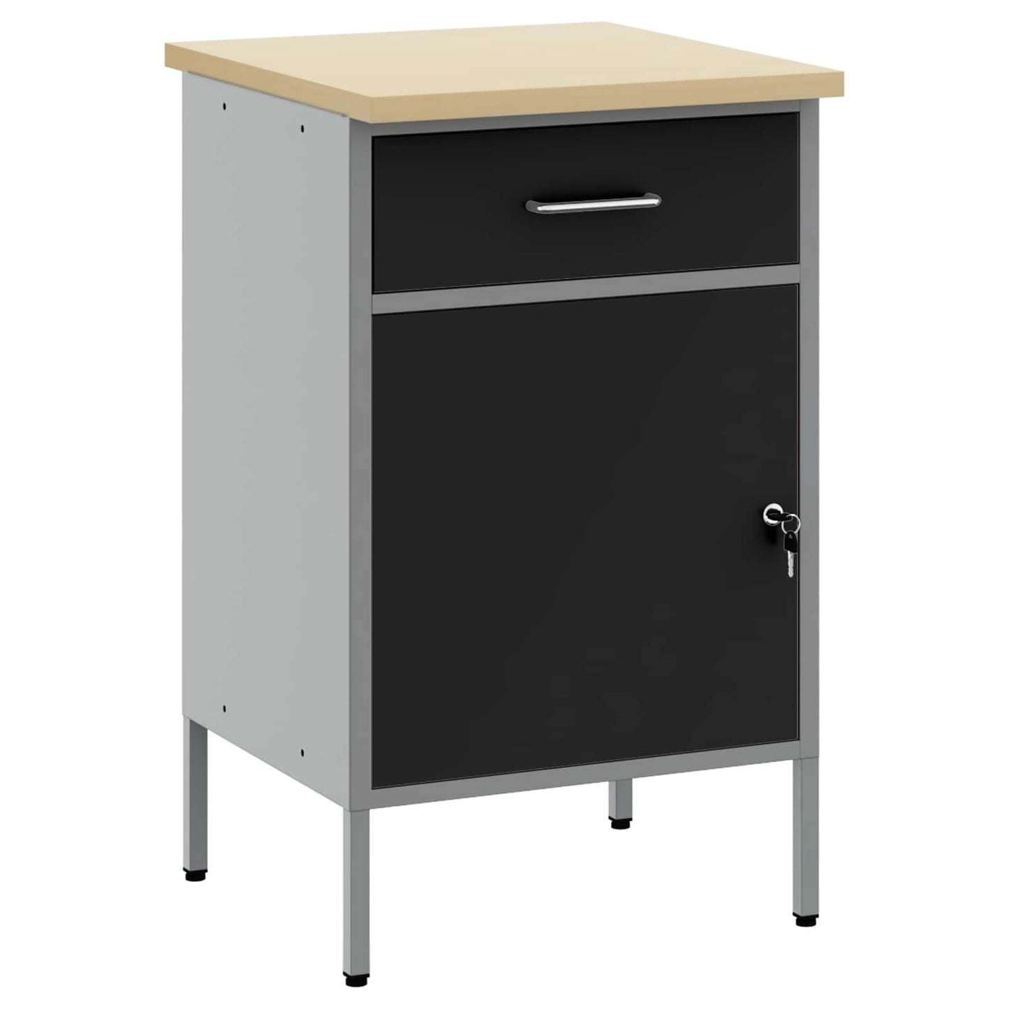 Banco da lavoro con cassetto Nero e Grigio 50 x 55 x 85 cm