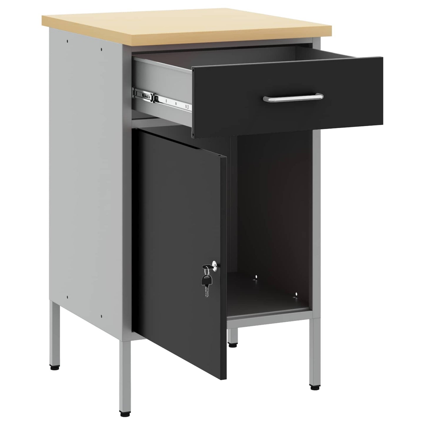 Banco da lavoro con cassetto Nero e Grigio 50 x 55 x 85 cm