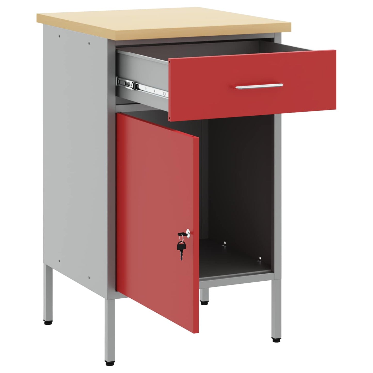 Banco da lavoro con cassetto Rosso e Grigio 50 x 55 x 85 cm