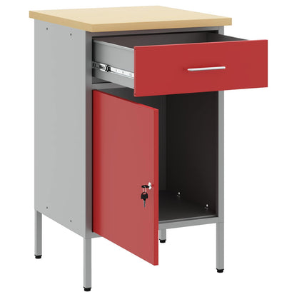 Banco da lavoro con cassetto Rosso e Grigio 50 x 55 x 85 cm