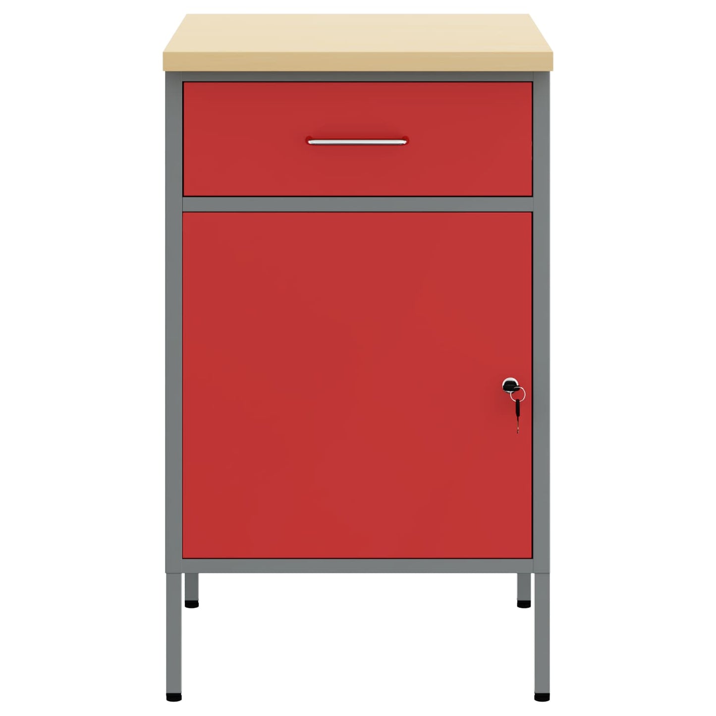 Banco da lavoro con cassetto Rosso e Grigio 50 x 55 x 85 cm