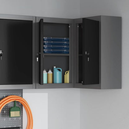 Mobile per attrezzi con blocco Nero e Grigio 55 x 55 x 55 cm