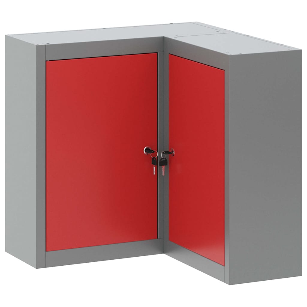 Mobile per attrezzi con blocco Rosso e Grigio 55 x 55 x 55 cm