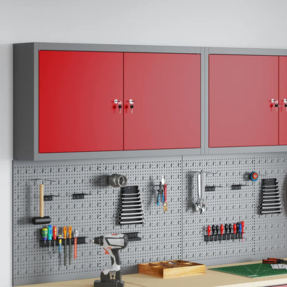 Mobile per attrezzi con blocco Rosso e Grigio 50 x 20 x 55 cm