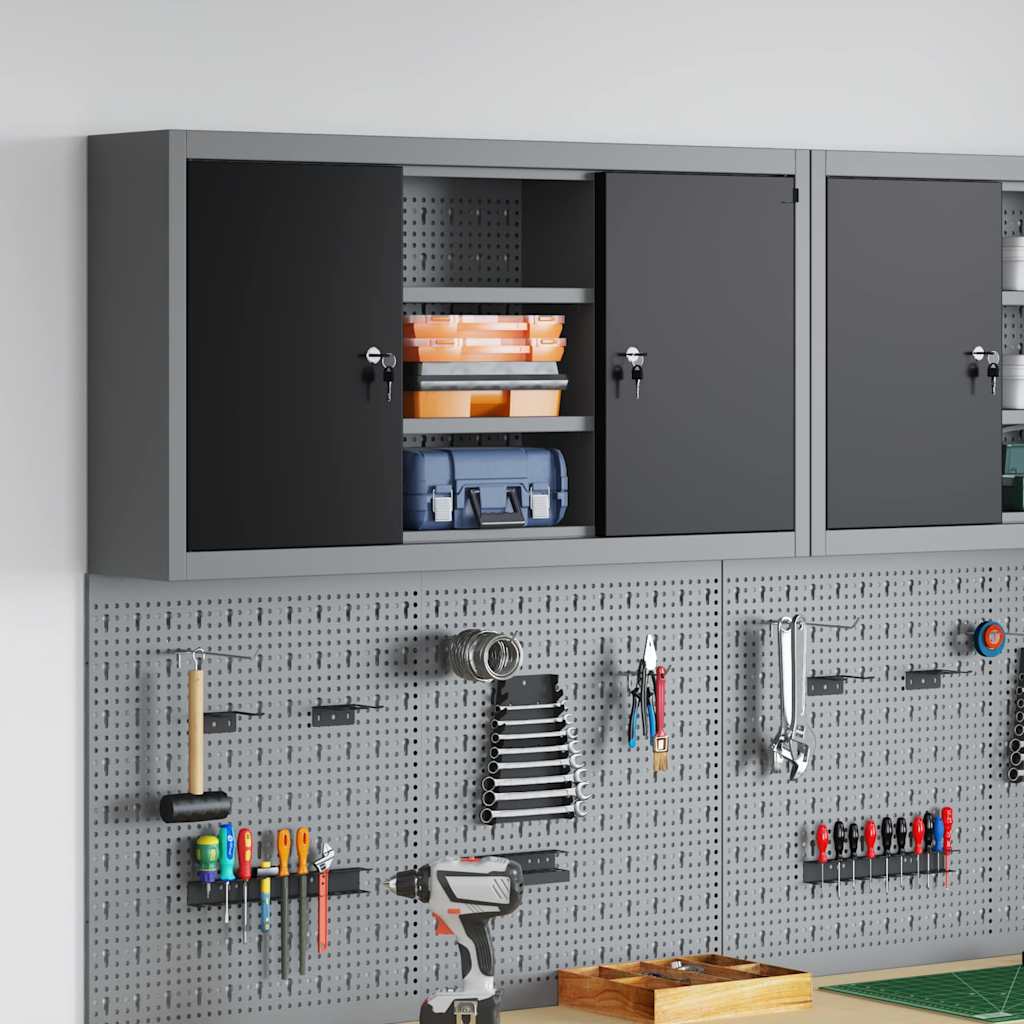 Mobile per attrezzi con blocco Nero e Grigio 50 x 20 x 55 cm
