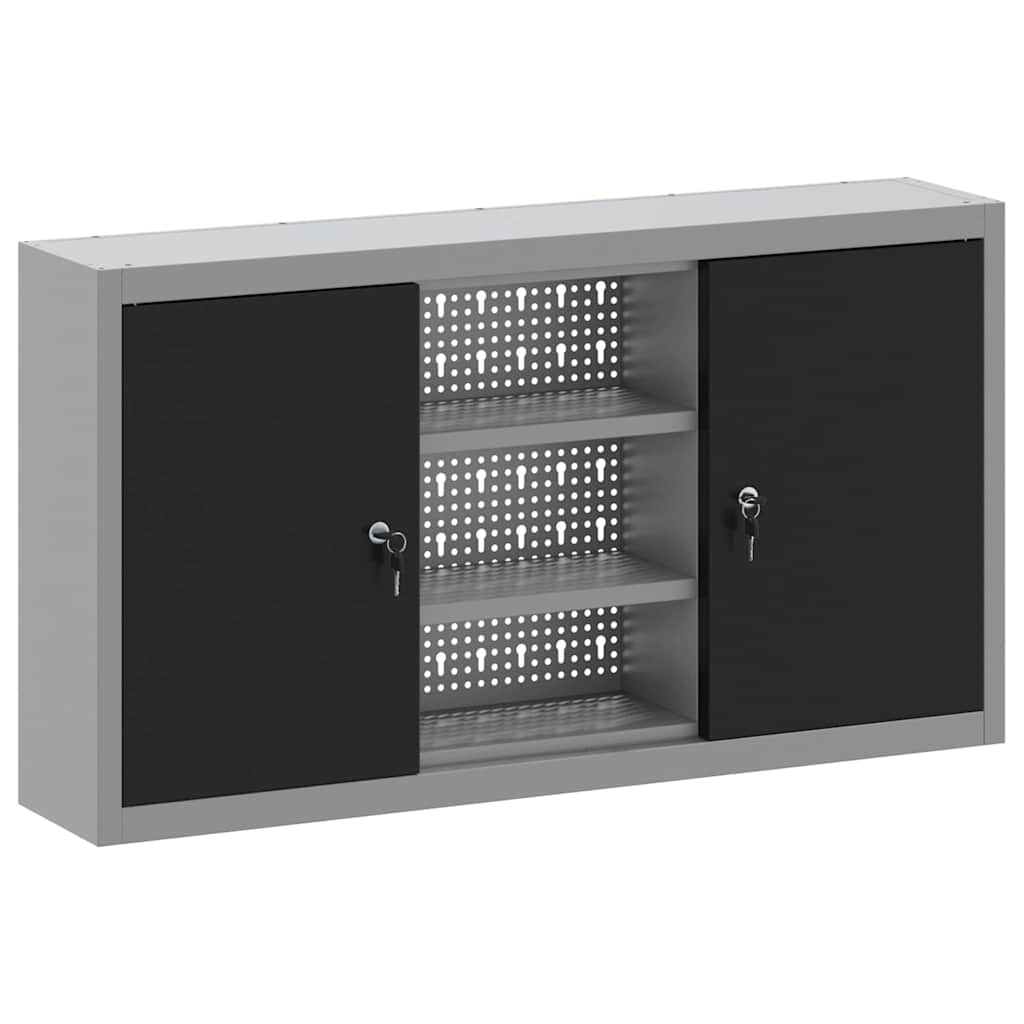 Mobile per attrezzi con blocco Nero e Grigio 50 x 20 x 55 cm