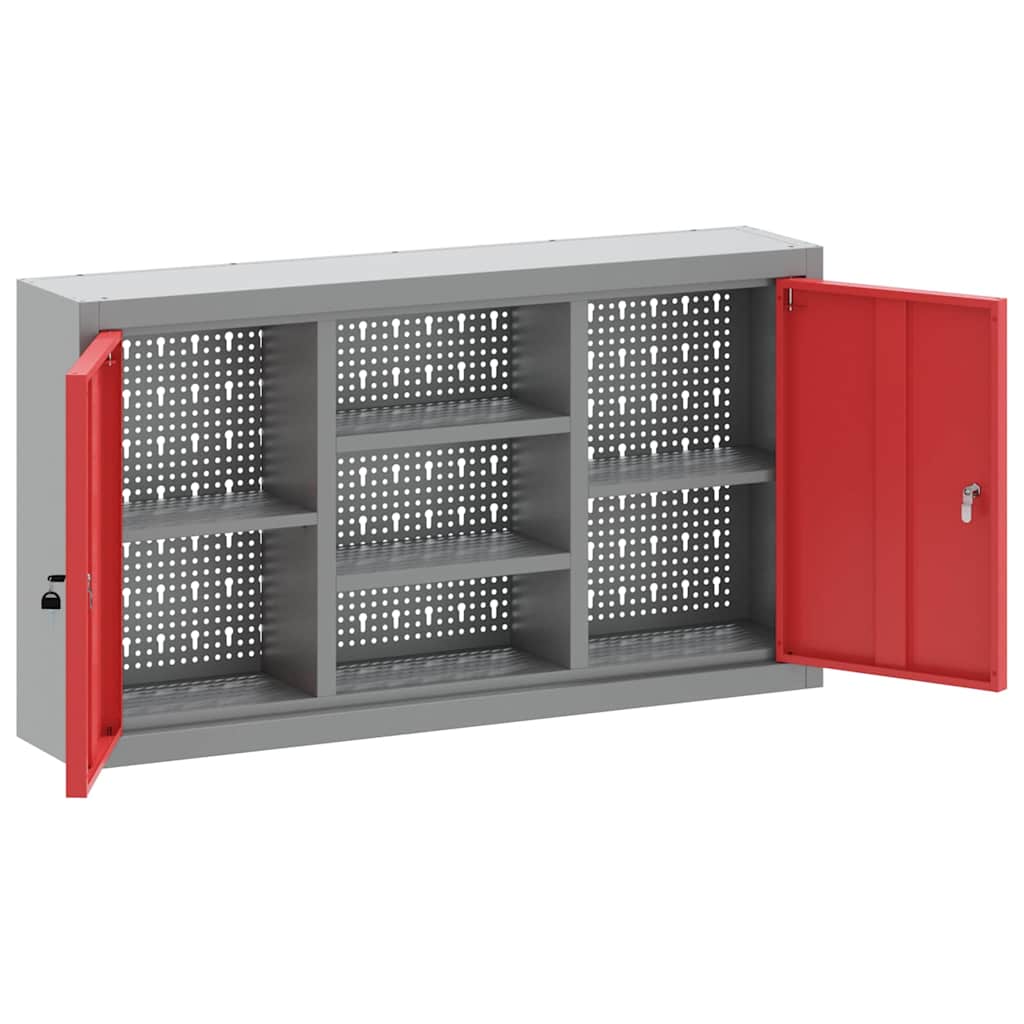 Mobile per attrezzi con blocco Rosso e Grigio 50 x 20 x 55 cm