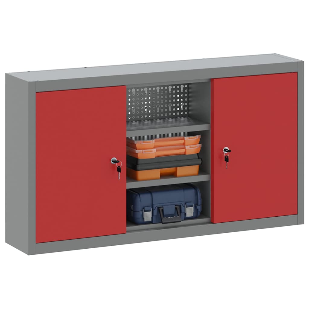 Mobile per attrezzi con blocco Rosso e Grigio 50 x 20 x 55 cm