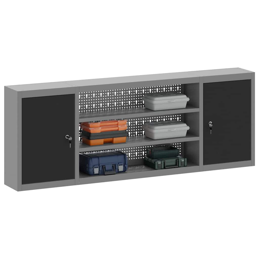 Mobile per attrezzi con blocco Nero e Grigio 50 x 20 x 55 cm