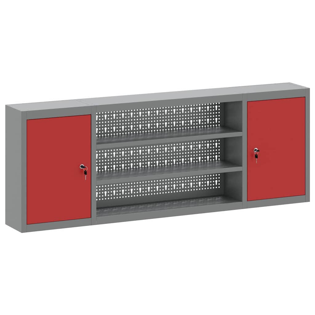 Mobile per attrezzi con blocco Rosso e Grigio 50 x 20 x 55 cm