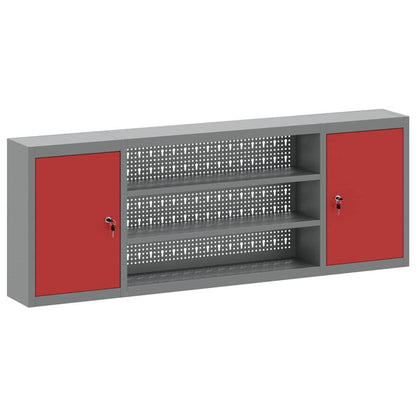 Mobile per attrezzi con blocco Rosso e Grigio 50 x 20 x 55 cm