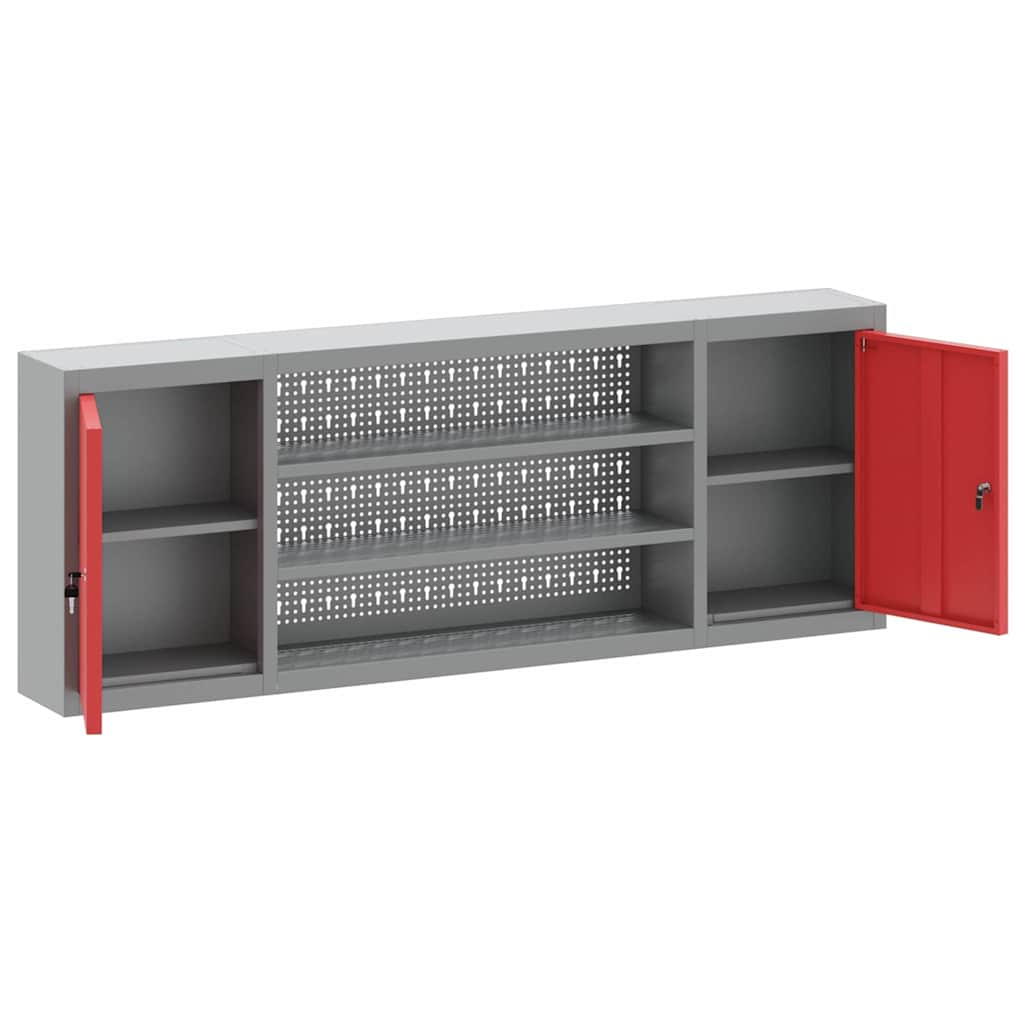 Mobile per attrezzi con blocco Rosso e Grigio 50 x 20 x 55 cm