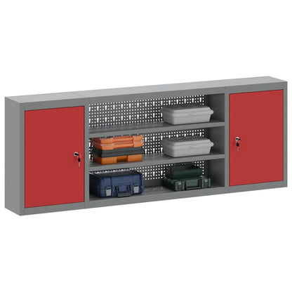Mobile per attrezzi con blocco Rosso e Grigio 50 x 20 x 55 cm