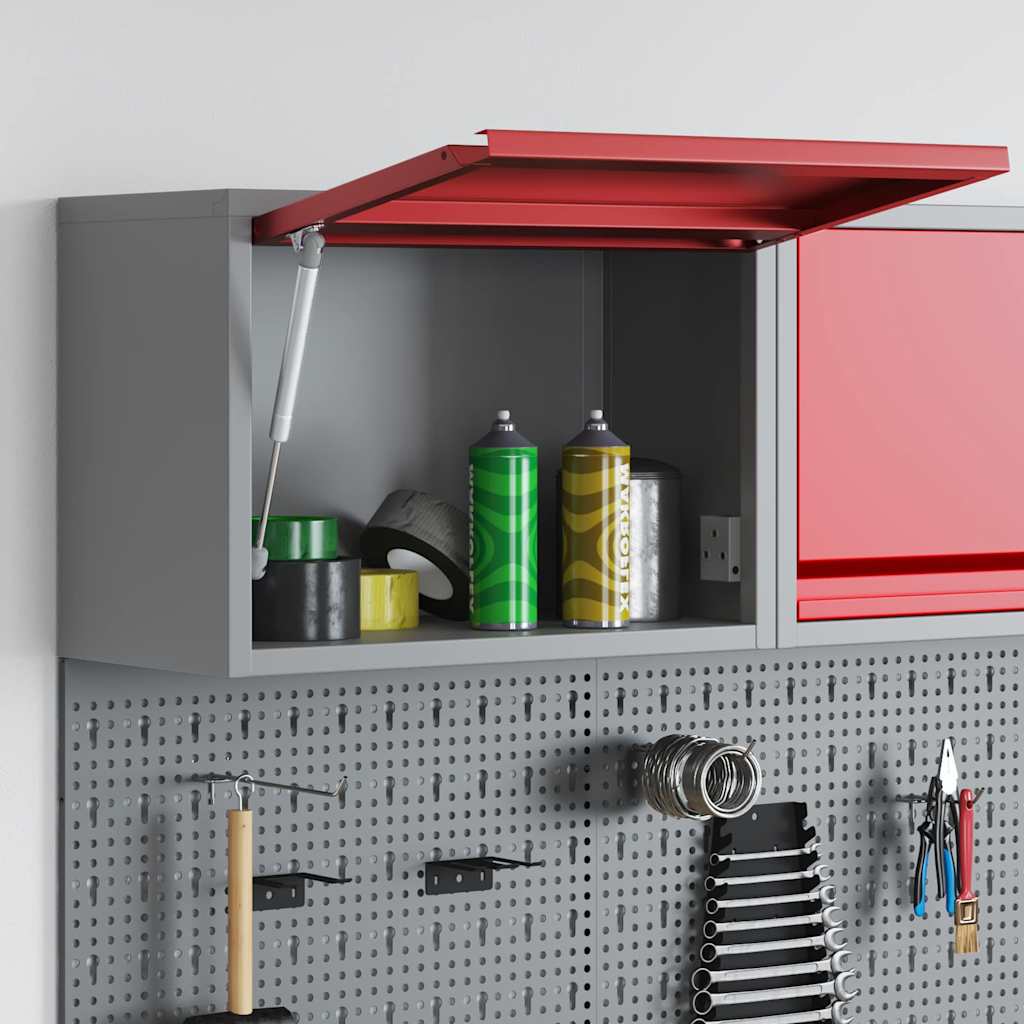 Mobile per attrezzi Rosso e Grigio 50 x 25 x 35 cm