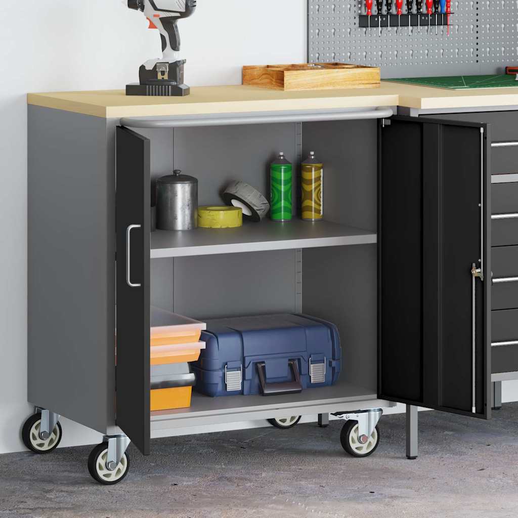 Banco da lavoro con lo scaffale Nero e Grigio 75 x 45 x 85 cm