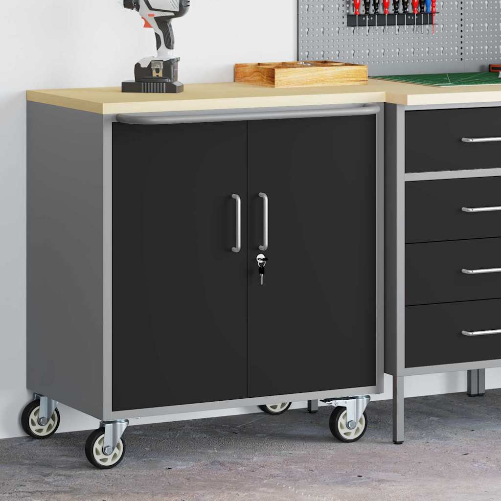 Banco da lavoro con lo scaffale Nero e Grigio 75 x 45 x 85 cm