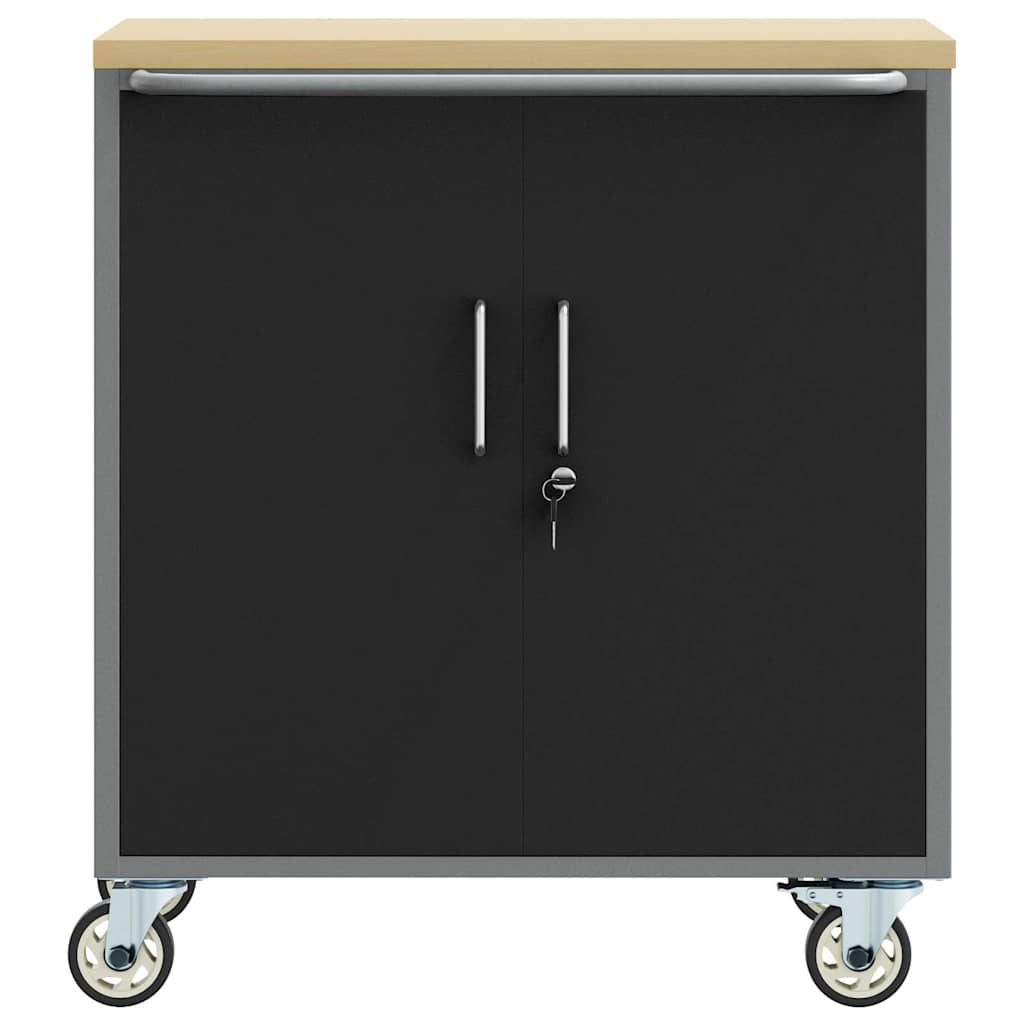 Banco da lavoro con lo scaffale Nero e Grigio 75 x 45 x 85 cm